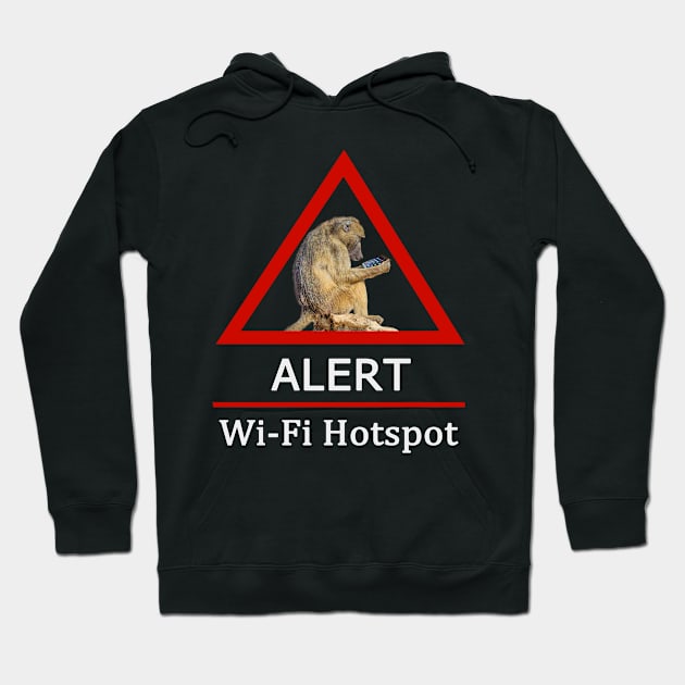 Baboon in Wi-Fi Hotspot Road Sign Hoodie by scotch